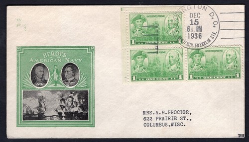 USA 1936 FDC Cover. Army Heroes. Jones, Barry