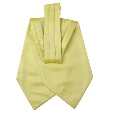 Men's Yellow Solid Satin Ascot Cravat Tie Formals Proms Weddings