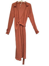 Anthropologie Orange Long Sleeve Wrap Dress Size S