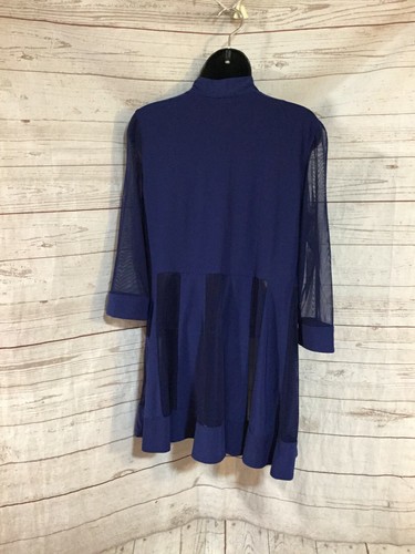 R&M Richards Women’s Open Front Cardigan Transparent Details Blue Size 6 - Picture 5 of 6