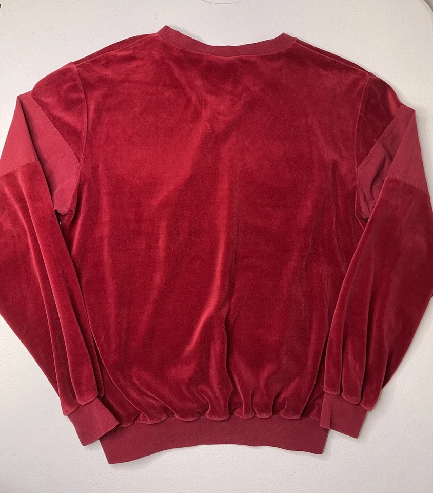 Camisa vintage de terciopelo rojo Givenchy cuello en V manga larga bolsillos en el pecho Foto 2 de 4