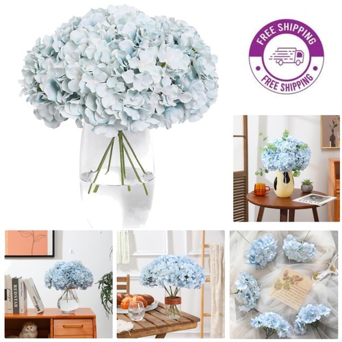 Hydrangea Artificial Flowers -12 pcs Realistic Fake Hydrangea Silk Flowers wi...