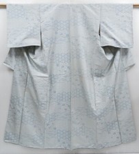 4001T01z850 Vintage Japanese Kimono Silk TSUMUGI Leaves Off-white