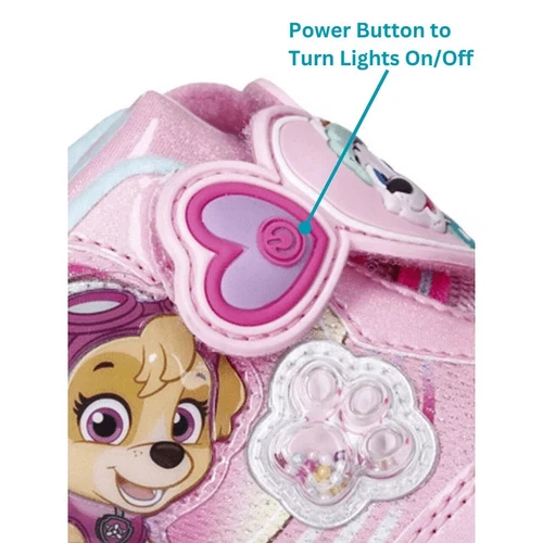 Paw Patrol Toddler Girls Light Up Sneakers With On/Off Power Button, Size 7/New - Picture 3 of 11