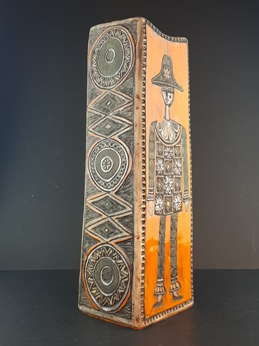 A Large Stylish Mid Century Elio Schiavon Italian Harlequin Pottery Vase 36.5cm - Picture 3 of 12