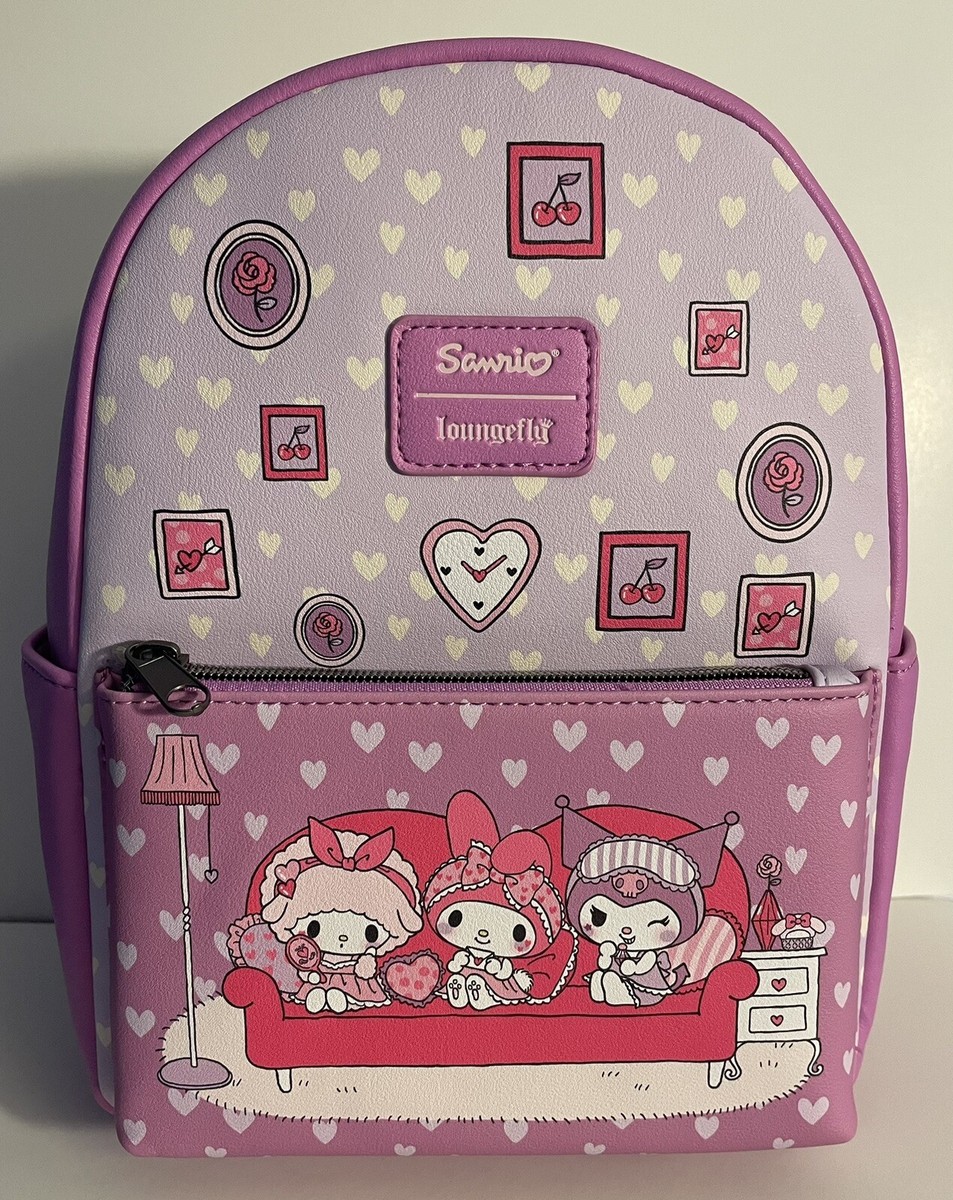 Loungefly Hello Kitty My Melody & Kuromi Slumber Party Mini Backpack NWT In Hand Loungefly Hello Kitty My Melody & Kuromi Slumber Party Mini  main image 4