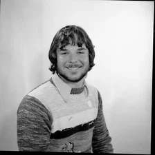Vintage Negative B&W Med Format 1970's Yearbook Photo Teen Boy Beard #71