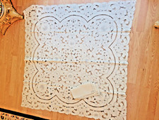 Tablecloth 4 Napkins Solid Embroidery Linen Cutwork Embroidered 50"x50" NEW