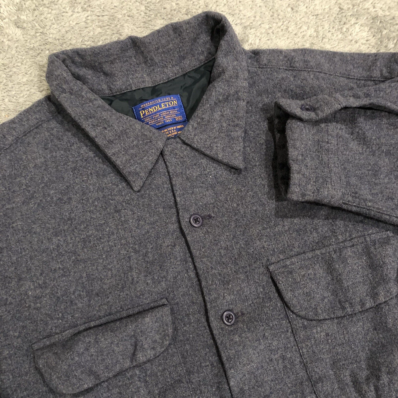Vintage Pendleton Board Shirt Mens 2XL 100% Virgin Wool Loop Camp Collar Flannel