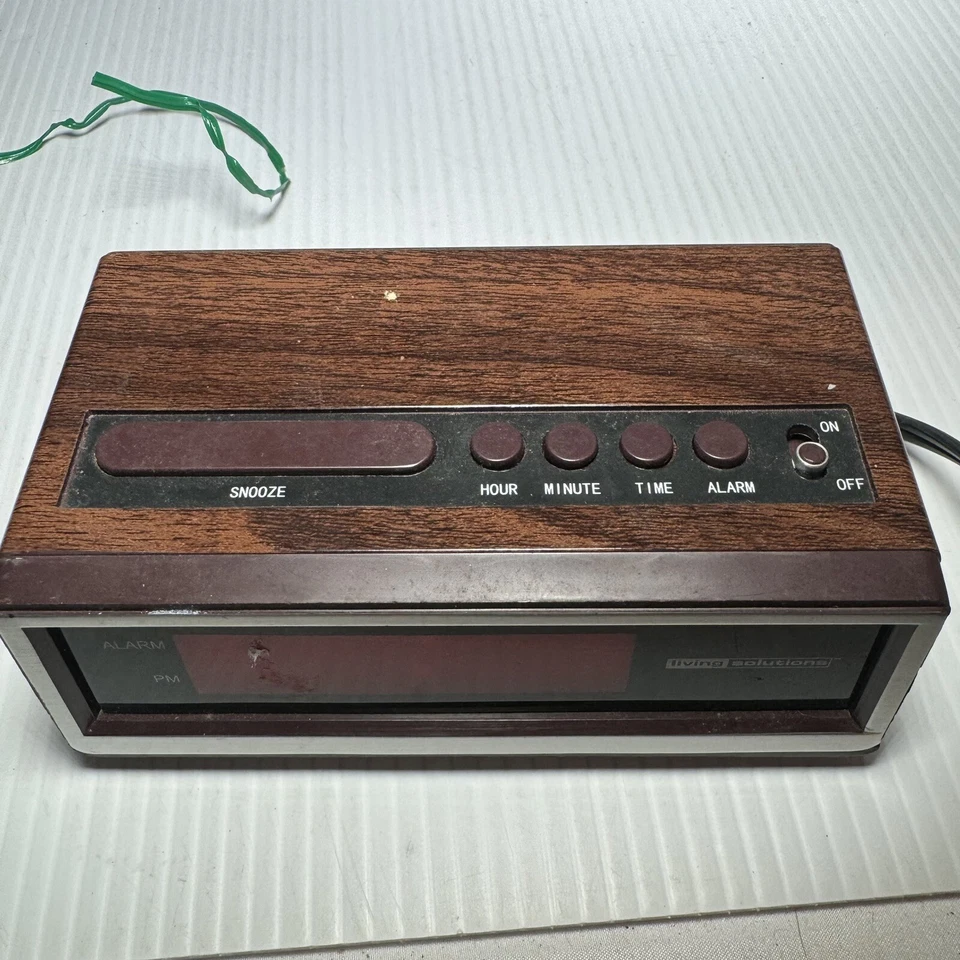 Living Solutions Digital Wood Grain Snooze Electric Alarm Clock (Tested) Works - Image 2 of 3