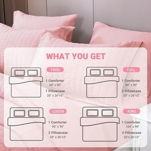 3PCS Seersucker Comforter and Coverlet Set Collection Comforter & Pillow Sham - Picture 24 of 118