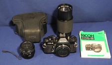 Vintage Ricoh XR-2 35mm SLR Camera  Rikenon 1:2 50mm Lens Vivitar 75-205mm etc.