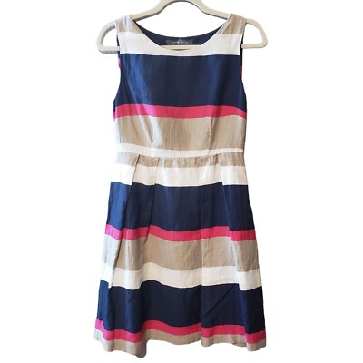 Sandro Ferrone Womens Sleeveless Striped Linen Blend Dress TG.42 size 6 Italy
