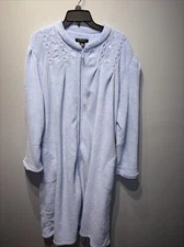 Womens Earth Angels Plush Light Blue Long Robe House Coat Zipper Pockets Sz2XL