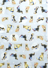 Dog Fabric - Blue Patriotic Summer Pooches - 100 Cotton - 1 Yard 36"x44"