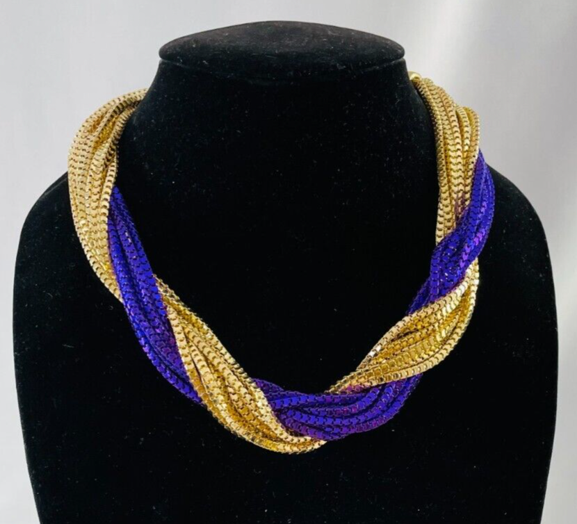 Bangle Bangle By AMRITA SINGH Necklace Purple Gold Tone Chain Twist Choker-image