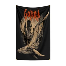 Gojira Godzilla Heavy Metal Band Flag Banner Wall Art Tapestry + Brass Grommets