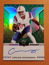 2017 Leaf Valiant Green Auto #BACH1 Carlos Henderson LA Tech Broncos #'d 27/50