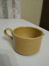 Vintage Stoneware Creamer R.H. Macy The Cellar Japan Tan Dark Blue Stripe