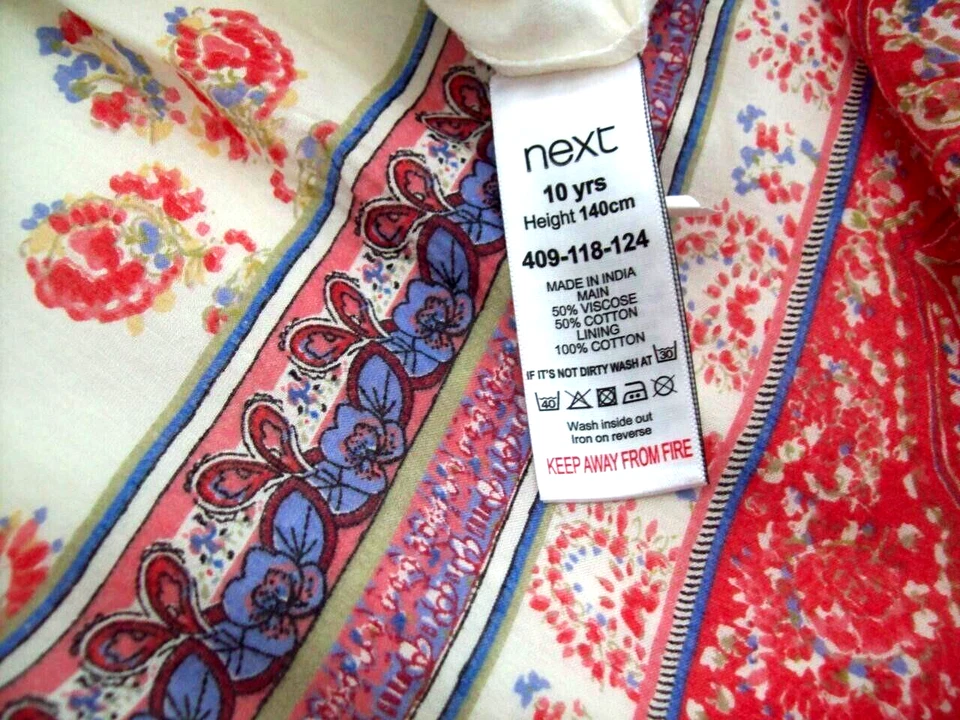 GIRLS NEXT MAXI DRESS AGE 10 YEARS, Floral 100% cotton lined full tiered Dress - Image 4 of 4