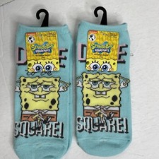 Nickelodeon Sponge Bob Squarepants No Show Socks Shoe Size 4-10 x2 Free Shipping
