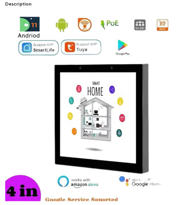 android 4 inch smart home touch screen control panel Android POE on wall 