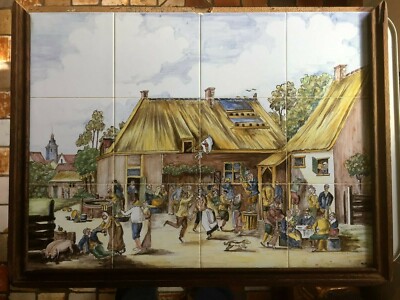  Fliesenbild Tableau  Dutch tile tegel Kachel  Niederlande Bauernmarkt