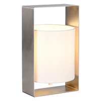Reality Leuchten Pail Tischlampe Tischleuchte E27 Nickelfarben Weiß H 27 Cm