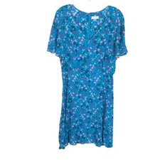 NWT Womens Size 12 Calvin Klein Blue Multicolor Ditsy Floral A-Line Dress