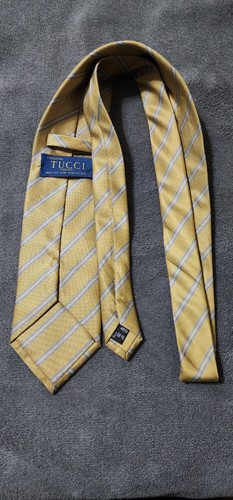 Cravate Tie Your Tie Florence En Soie Beige Rayée - Italie - Neuve Avec étiquettes - Fait Main