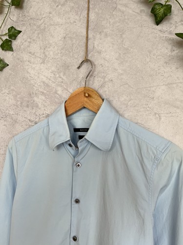 Vintage 00s Gucci Slim Fit Classic Mens Blue Shirt Size 36 - Picture 4 of 14