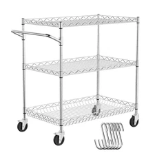 Kitchen Utility Cart 30 In. Wire Rolling Cart with Wheels Metal Storage Trolley
