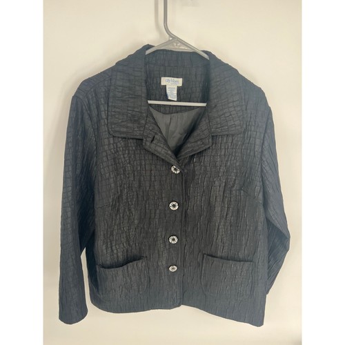 City Blues by Koret Black Textured Crinkled Blazer Jacket M11HW06151 Womens L