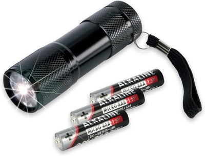 ANSMANN Action 9 LED Aluminium Taschenlampe inkl. Batterien 5016243