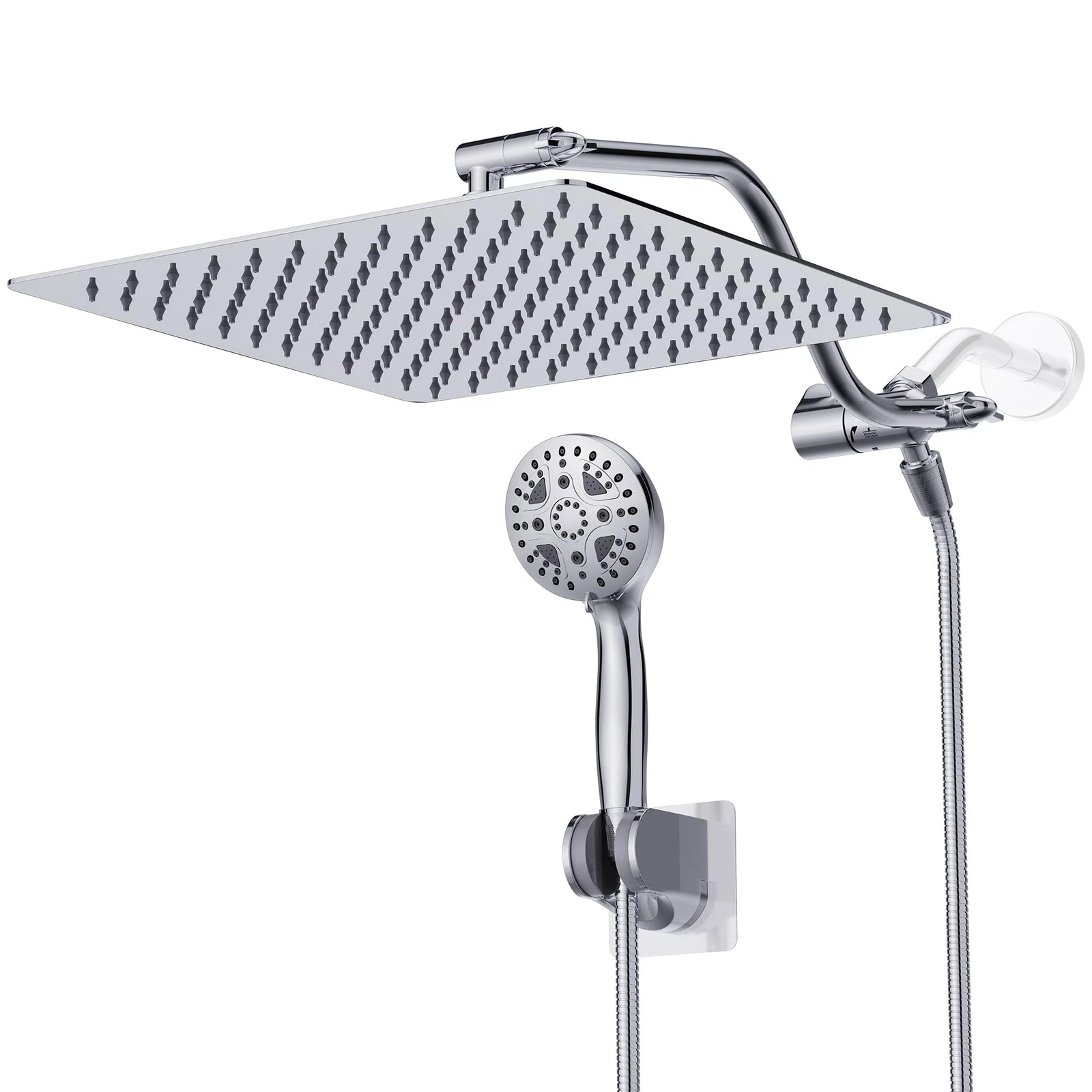 All Metal Rain Shower Head 12 Inch High Pressure Shower Head with Handheld Sp...