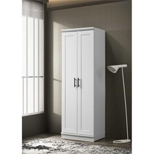 Pemberly Row Contemporary Engineered Wood Storage Cabinet in White