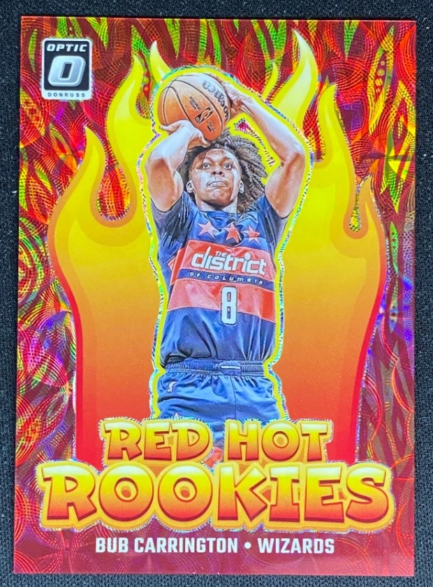 Bub Carrington 2024-25 Donruss Optic Red Hot Rookies Red Gold Scope 69/99 RC #11