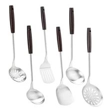  Cooking Utensils Set with Wood Handle, 6 PCS Wok Utensils Tools - Vintage-6pcs