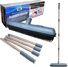Pet Hair Removal Rubber Broom 120cm Adjustable Handle for Carpet Rugs Tiles