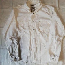 Samurai Jeans SCH16-L01 Selvedge Chambray Work Shirt Size L Natural Japan Made 