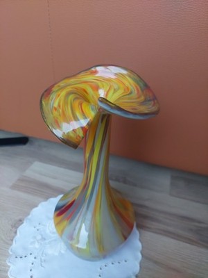 Vintage Glasvase Gelb Mehrfarbig Jack In The Pulpit