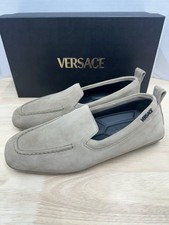 Versace Size 41 Villa Suede Driving Greca Shoes Loafers Beige - NEW