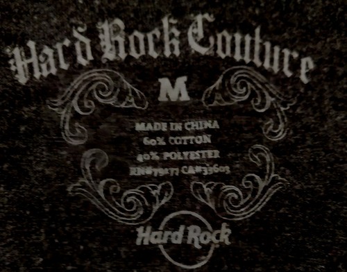 Hard Rock Cafe Las Vegas Couture Camicia Abbigliamento Donna Medium Nero e Grigio Come Nuova - Foto 5 di 6