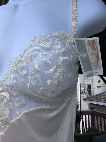 Lejaby Bodysuit Size L 7 Light Pink Beige Lace At Legs & Bodice B Cup - Picture 9 of 10