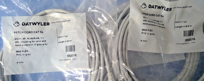 Lot of THREE DATWYLER Patch Cord CAT 5e, #652016, PVC, in Gray, 5 mtrs