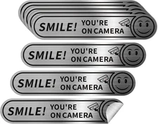 8 Pieces Smile You'Re on Camera Stickers for Cars, Brushed Silver 24 Hour Video
