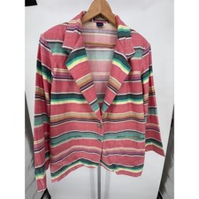 Ruff Hewn Striped Cotton Blazer Size L Colorful Casual Career Jacket