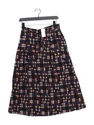 SEASALT CORNWALL Women's Midi Skirt UK 12 Multi Viscose with Linen A-Line