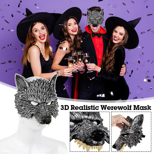3D Realistic Werewolf Mask PU Foam Wolf Head Mask Halloween Party Costume Prop - Picture 6 of 14