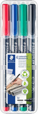 Staedtler Lumocolor Permanent Marker Assorted Colors Box Of 4 Felt Tip Pens